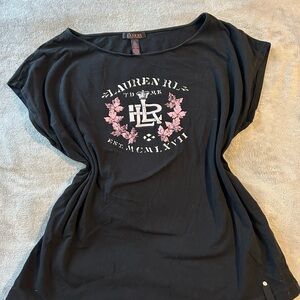 Lauren Ralph Lauren Black and Pink Graphic Tee